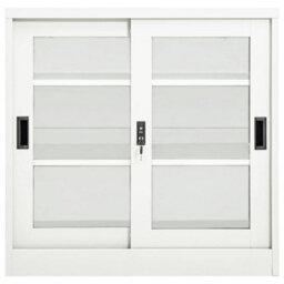 Vidaxl Sliding Door Cabinet White 90X40X90 Cm Steel - thumbnail 2