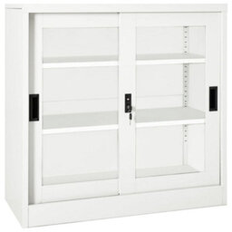 Vidaxl Sliding Door Cabinet White 90X40X90 Cm Steel