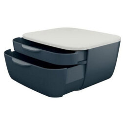 Leitz Cosy Velvet Grey Plastic Home Office Desk Storage Organiser Pen Book Cable Stationery Tidy Small Large Two Drawer Cabinet