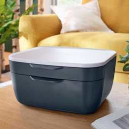 Leitz Cosy Velvet Grey Plastic Home Office Desk Storage Organiser Pen Book Cable Stationery Tidy Small Large Two Drawer Cabinet - thumbnail 4