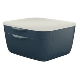 Leitz Cosy Velvet Grey Plastic Home Office Desk Storage Organiser Pen Book Cable Stationery Tidy Small Large Two Drawer Cabinet - thumbnail 3