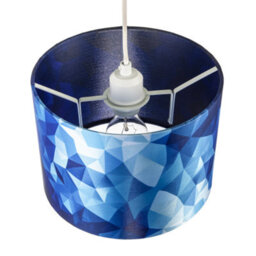 Happy Homewares Designer Geometric Satin Fabric Round Lamp Shade With Tones Of Blue - thumbnail 3