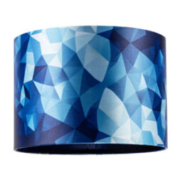 Happy Homewares Designer Geometric Satin Fabric Round Lamp Shade With Tones Of Blue