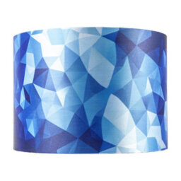 Happy Homewares Designer Geometric Satin Fabric Round Lamp Shade With Tones Of Blue - thumbnail 4