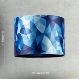 Happy Homewares Designer Geometric Satin Fabric Round Lamp Shade With Tones Of Blue - thumbnail 7