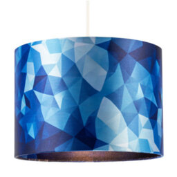 Happy Homewares Designer Geometric Satin Fabric Round Lamp Shade With Tones Of Blue - thumbnail 2