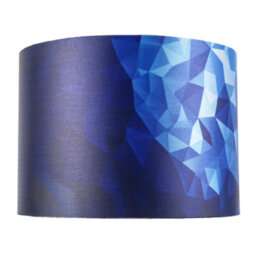 Happy Homewares Designer Geometric Satin Fabric Round Lamp Shade With Tones Of Blue - thumbnail 8