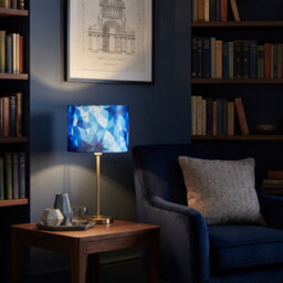 Happy Homewares Designer Geometric Satin Fabric Round Lamp Shade With Tones Of Blue - thumbnail 6