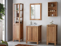 Impact Furniture Small Bathroom Cabinet 400mm Freestanding 40Cm Floor Base Unit Slim Storage Cupboard Oak Effect Classic - thumbnail 8