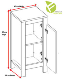 Impact Furniture Small Bathroom Cabinet 400mm Freestanding 40Cm Floor Base Unit Slim Storage Cupboard Oak Effect Classic - thumbnail 5