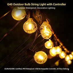 Amorly 47Ft Led Outdoor String Lights With Remote Control, 25 Hanging Bulbs, Waterproof Decorative Patio Lights For Balcony, Bistro - thumbnail 3