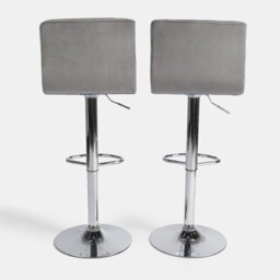 Ohs 2 X Adjustable Bar Stools Velvet Swivel Seat Kitchen Chair - Grey - thumbnail 5
