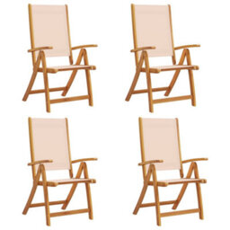 Folding Garden Chairs 4 Pcs Solid Wood Acacia And Textilene - Cushion Not Included - thumbnail 2