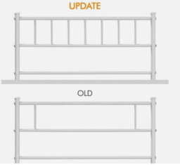 White Single Metal Bed Frame W/ Headboard Solid Slatted Base For Adults Teenager - thumbnail 3
