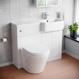 Nes Home 1000mm Right Hand Freestanding Cabinet White With Basin, Wc Unit & Toilet - thumbnail 1