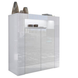 Furneo High Gloss & Matt White 2-Door Sideboard Cabinet Cupboard Unit Clifton 01 White Led Lights - thumbnail 3