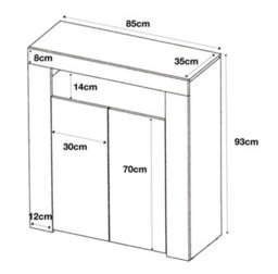 Furneo High Gloss & Matt White 2-Door Sideboard Cabinet Cupboard Unit Clifton 01 White Led Lights - thumbnail 4