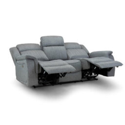 Furnishings For Less UK Linden Leather Aire Fabric Manual Reclining 3 Seater Sofa - thumbnail 2