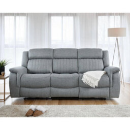 Furnishings For Less UK Linden Leather Aire Fabric Manual Reclining 3 Seater Sofa - thumbnail 3