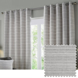 Paoletti Jupiter Chenille Jacquard Eyelet Curtain Pair Silver (W)229Cmx (D)183Cm
