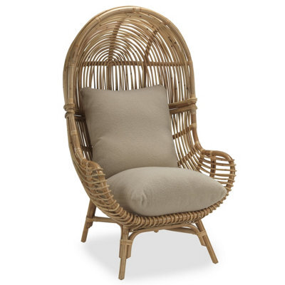 Desser Loft Rattan Egg Chair With Boucle Latte Cushion (H)145Cm X (W)81Cm X(D)92Cm - image 1
