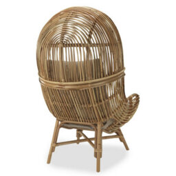 Desser Loft Rattan Egg Chair With Boucle Latte Cushion (H)145Cm X (W)81Cm X(D)92Cm - thumbnail 3