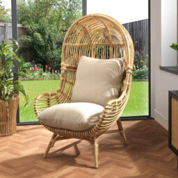 Desser Loft Rattan Egg Chair With Boucle Latte Cushion (H)145Cm X (W)81Cm X(D)92Cm - thumbnail 2