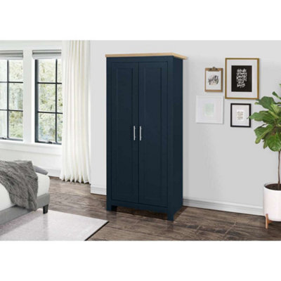 Birlea Highgate 2 Door Wardrobe Navy Blue & Oak - image 1
