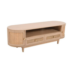 Berma Cane & Mango Wood 2 Drawers And 2 Door Tv Cabinet Upto 60 Inch - thumbnail 3