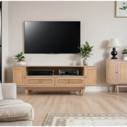 Berma Cane & Mango Wood 2 Drawers And 2 Door Tv Cabinet Upto 60 Inch - thumbnail 5