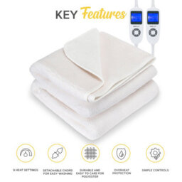 Monhouse Premium Fleece Electric Blanket - Heated Under Blanket, 9 Heat Settings, Fitted Heated Mattress Cover - Double 137X190Cm - thumbnail 8
