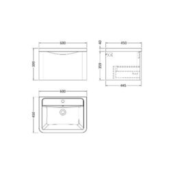 Nuie 600 W/h 2-Drawer Unit & Ceramic Basin - thumbnail 5