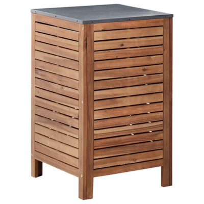 Wyld And Coco Outdoor Kitchen Cabinet Brown Acacia Wood With Steel Top And Single Door - 50 X 50 X 83 Cm - image 1