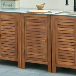 Wyld And Coco Outdoor Kitchen Cabinet Brown Acacia Wood With Steel Top And Single Door - 50 X 50 X 83 Cm - thumbnail 2