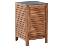Wyld And Coco Outdoor Kitchen Cabinet Brown Acacia Wood With Steel Top And Single Door - 50 X 50 X 83 Cm - thumbnail 3