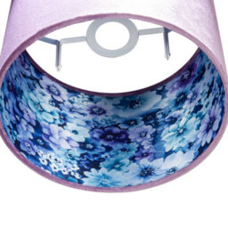 Happy Homewares Soft Lilac Velvet Drum Lampshade With Inner Coloured Floral Lining - thumbnail 3