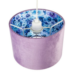 Happy Homewares Soft Lilac Velvet Drum Lampshade With Inner Coloured Floral Lining - thumbnail 4