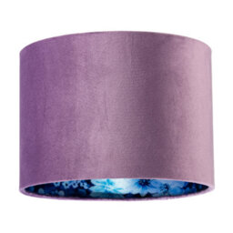 Happy Homewares Soft Lilac Velvet Drum Lampshade With Inner Coloured Floral Lining - thumbnail 1