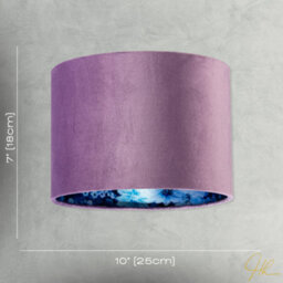 Happy Homewares Soft Lilac Velvet Drum Lampshade With Inner Coloured Floral Lining - thumbnail 7