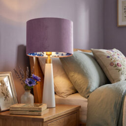 Happy Homewares Soft Lilac Velvet Drum Lampshade With Inner Coloured Floral Lining - thumbnail 6