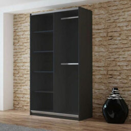 Arte Black Matt Sliding Mirror Wardrobe 120Cm - Statement Style, Effortless Order - thumbnail 3