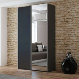 Arte Black Matt Sliding Mirror Wardrobe 120Cm - Statement Style, Effortless Order - thumbnail 1