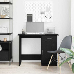 Berkfield Modern Desk Black Oak Engineered Wood 100X50X76 Cm Durable - thumbnail 4