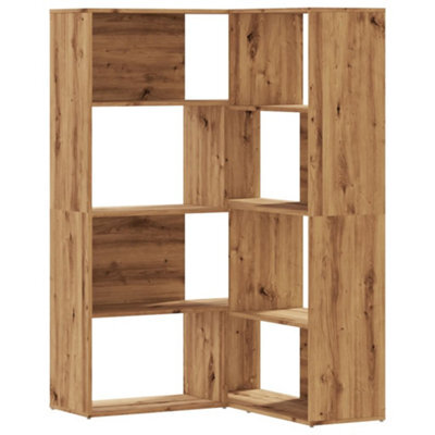 Berkfield Elegant Corner Bookcase 4-Tier Artisian Oak 85X85X140 Cm Engineered Wood - image 1