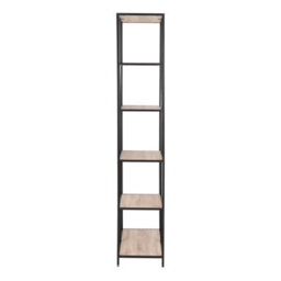 Furniture To Go Seaford Tall Black Metal Bookcase With 5 Sonoma Oak Shelves - thumbnail 3