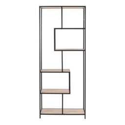 Furniture To Go Seaford Tall Black Metal Bookcase With 5 Sonoma Oak Shelves - thumbnail 2