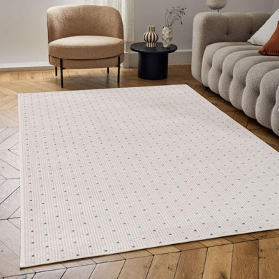 The Rugs Carmel Cream/blue Dots Area Rug And Runner Non Shedding, Stain Resistant, Soft - image 1