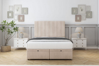 "Comfort Lorenzo Sand Naples Ottoman Bed Base With 26"" Strutted Headboard 2'6 Small Single" - image 1