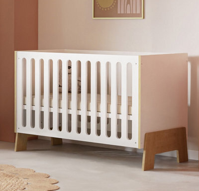 FurniComp LTD Furnicomp Elsie 60X120Cm Cot Bed- Matt White & Hamilton Oak - image 1