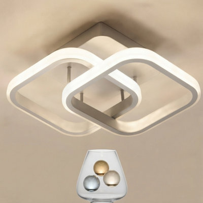White Double Square Led Ceiling Light Chandelier Pendant Lamp - image 1